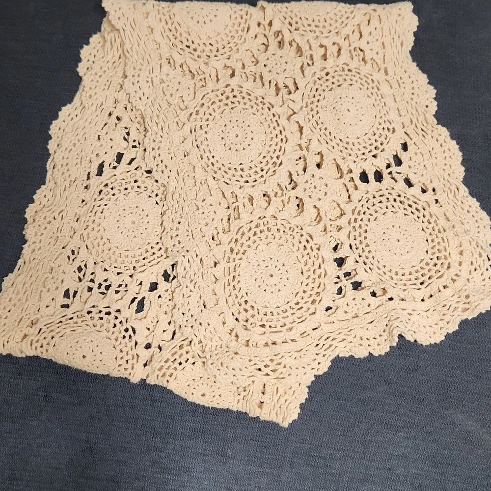 Vintage Cream Crochet LaceTable Runner Dresser  Scarf 64